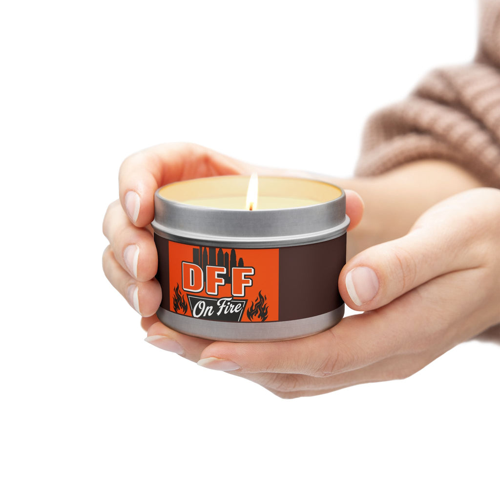 DFF On Fire Tin Candle — Coffee Scent, Novelty Gift Candle