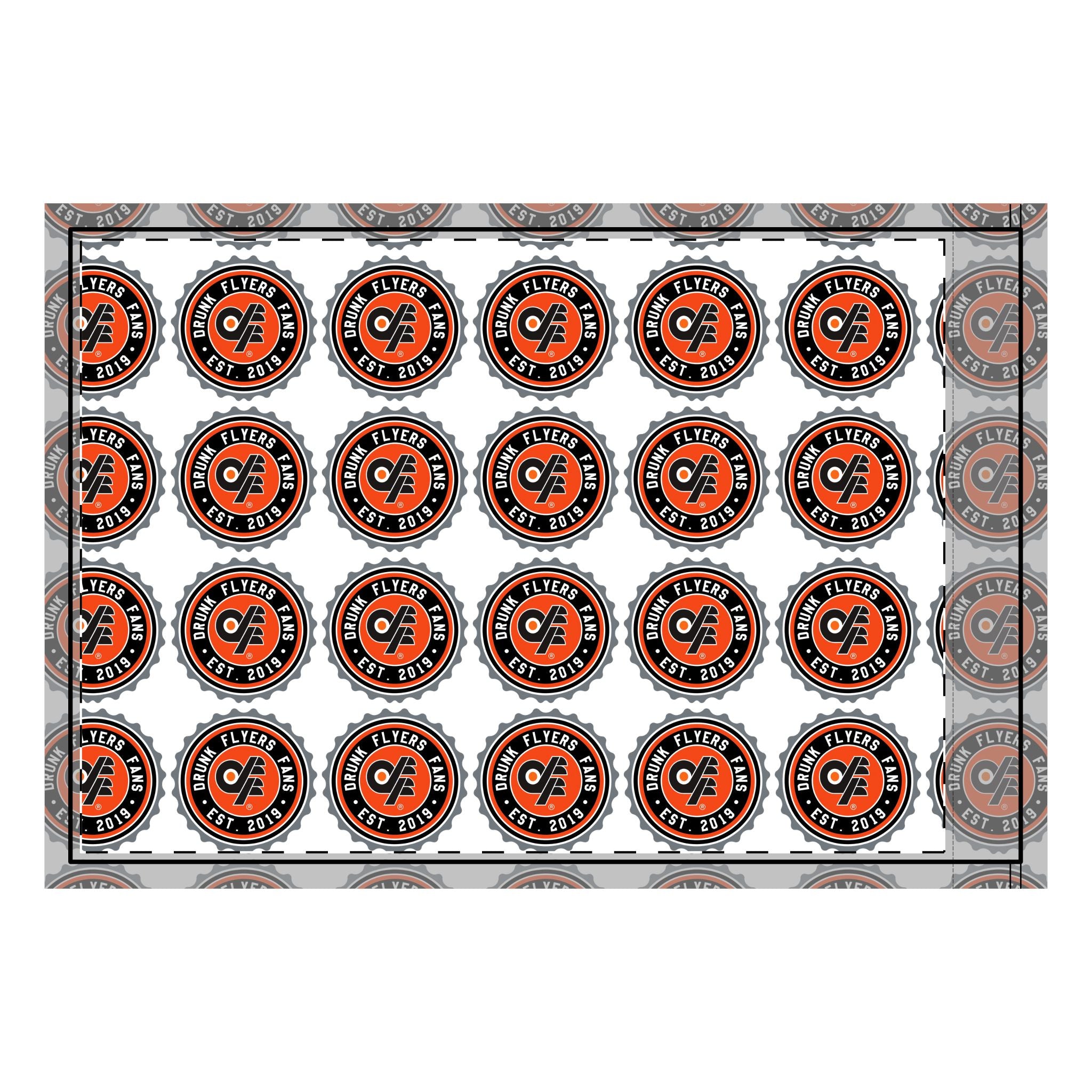 Double-Sided Flag — Repeating Orange & Black Logo Banner
