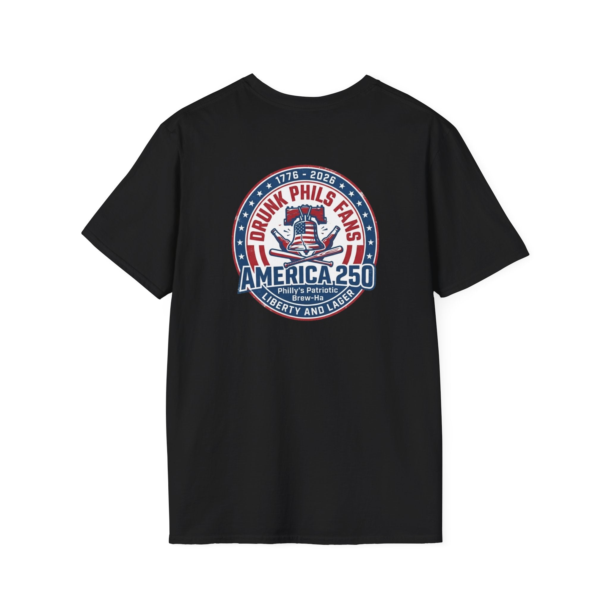 America 250th Celebration T-Shirt — Declaration Patch Front & Phillies Shield Back