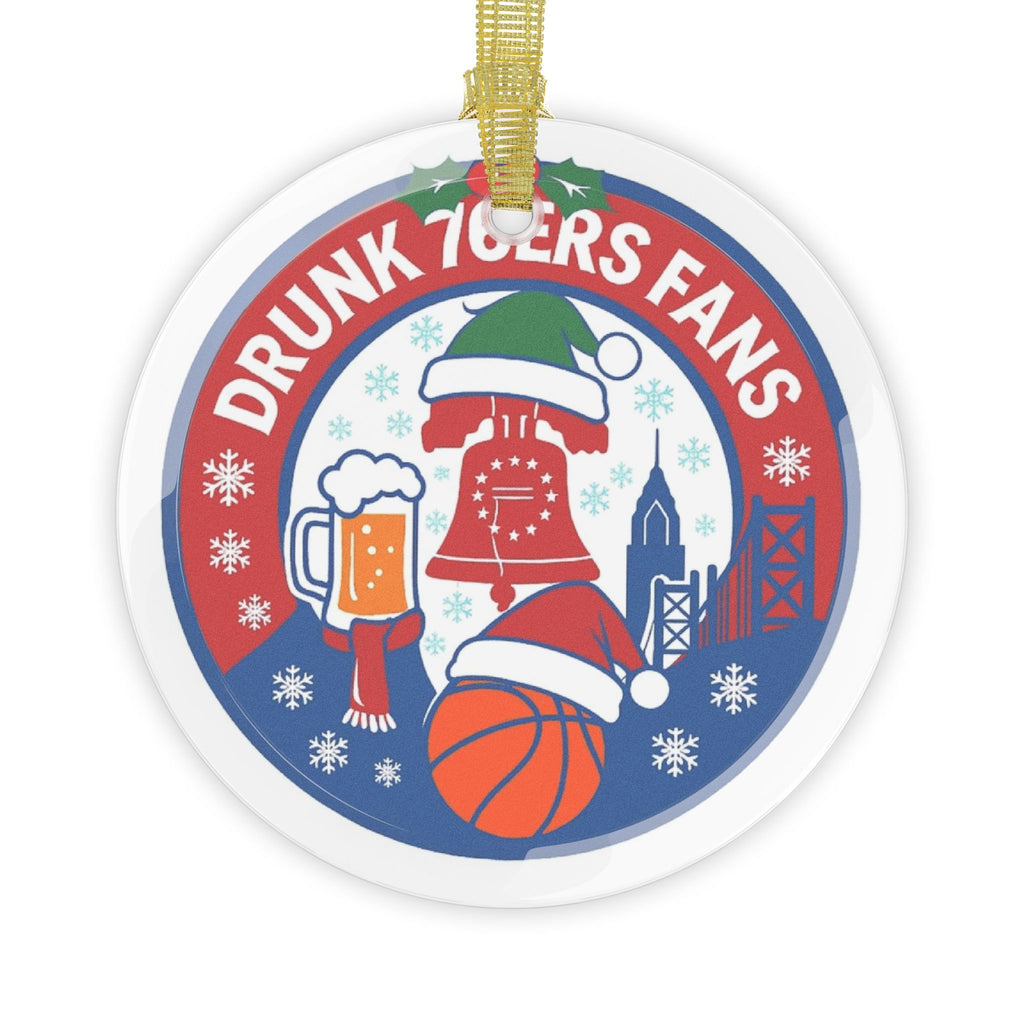 Drunk 76ers Fans Glass Ornaments