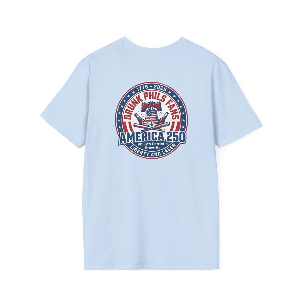 America 250th Celebration T-Shirt — Declaration Patch Front & Phillies Shield Back