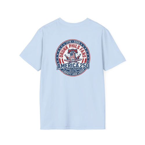America 250th Celebration T-Shirt — Declaration Patch Front & Phillies Shield Back