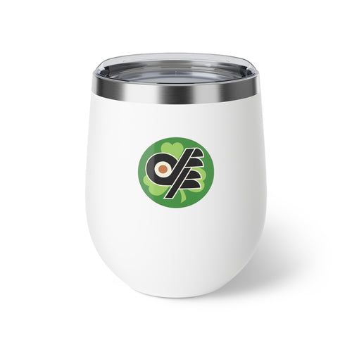 12oz Copper Vacuum Insulated Cup with Irish DFF Logo - Travel Wine Tumbler