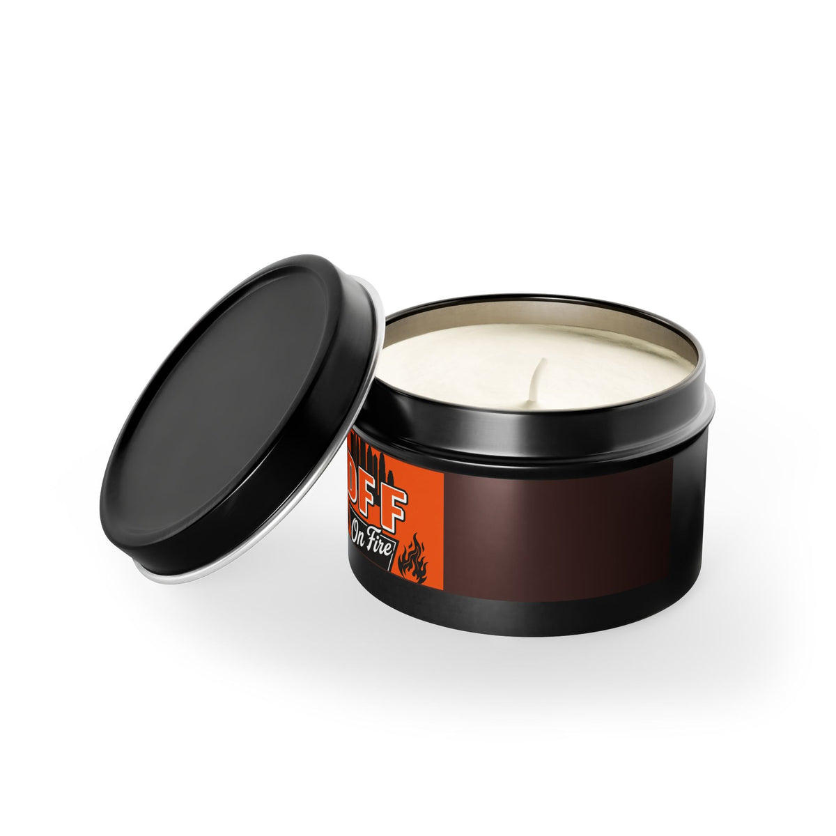 DFF On Fire Tin Candle — Coffee Scent, Novelty Gift Candle