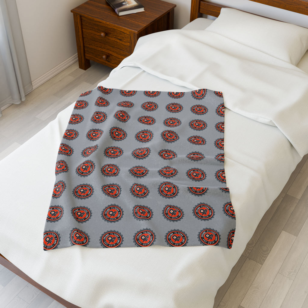 Velveteen Plush Blanket — Cozy DFF Bottle cap Logo Mandala