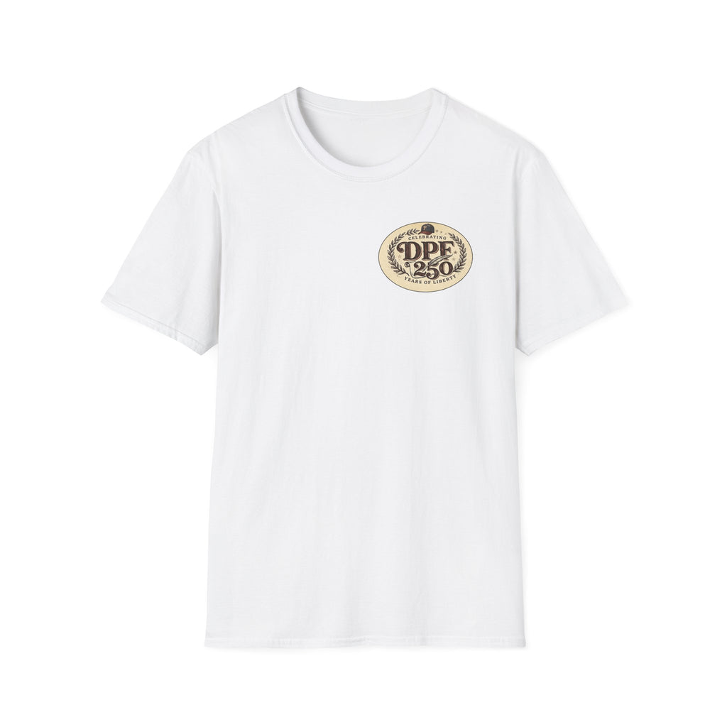 America 250th Celebration T-Shirt — Declaration Patch Front & Phillies Shield Back