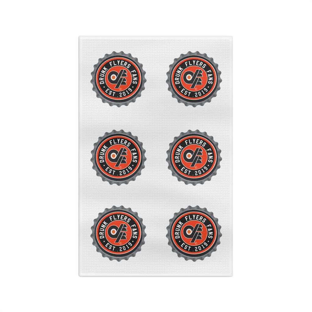 Retro DFF Bottle Cap Pattern Microfiber Tea Towel — 'Flyers Fans' Logo Design