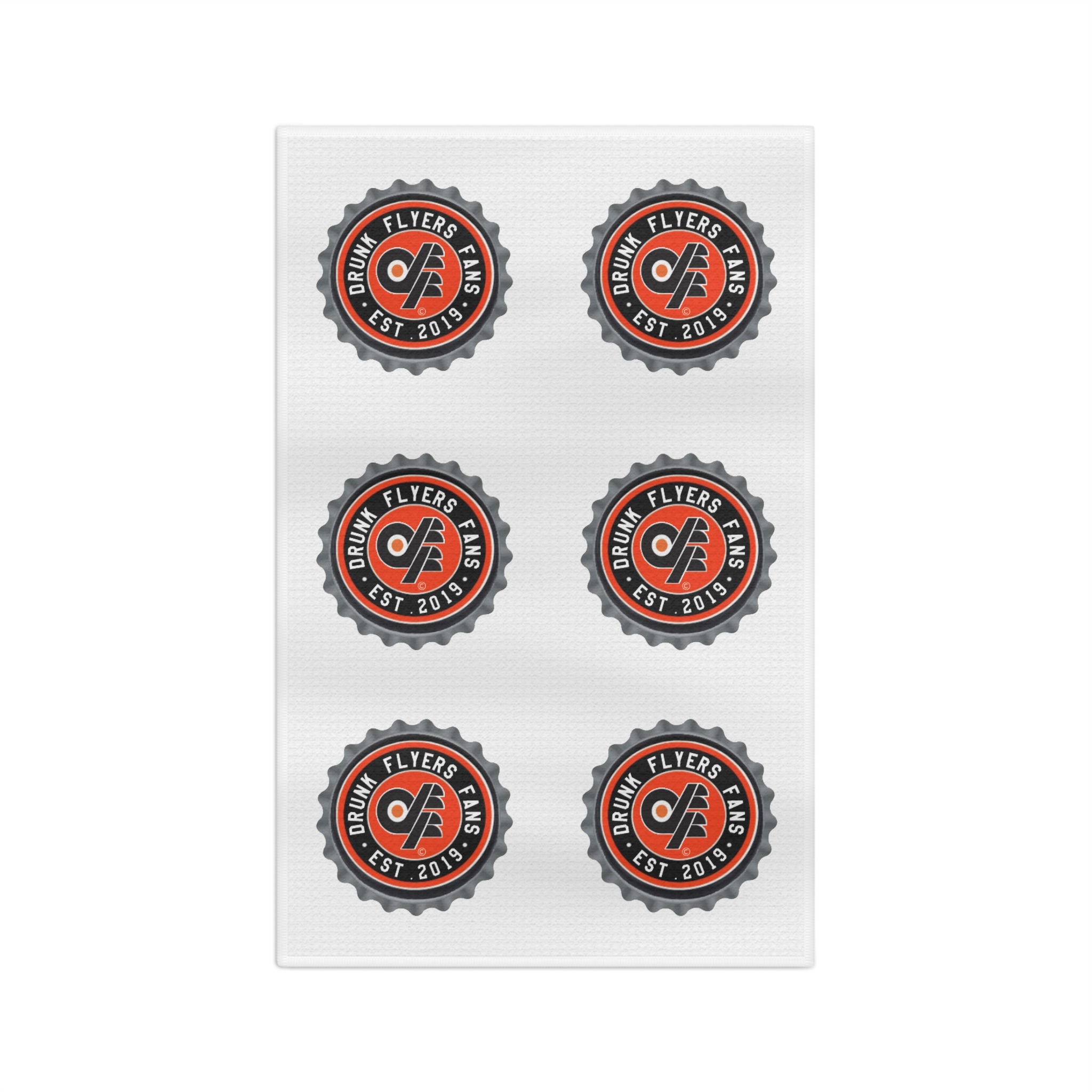 Retro DFF Bottle Cap Pattern Microfiber Tea Towel — 'Flyers Fans' Logo Design