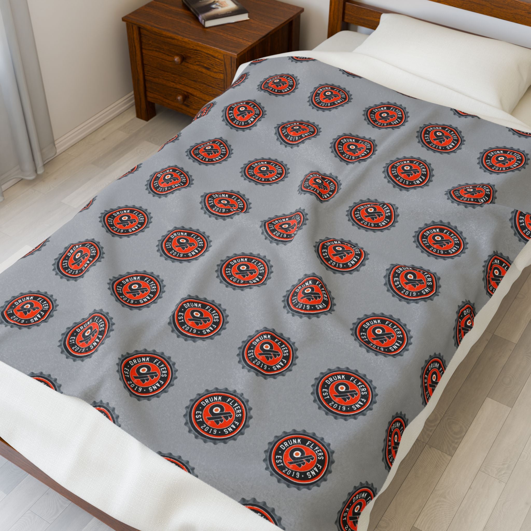 Velveteen Plush Blanket — Cozy DFF Bottle cap Logo Mandala