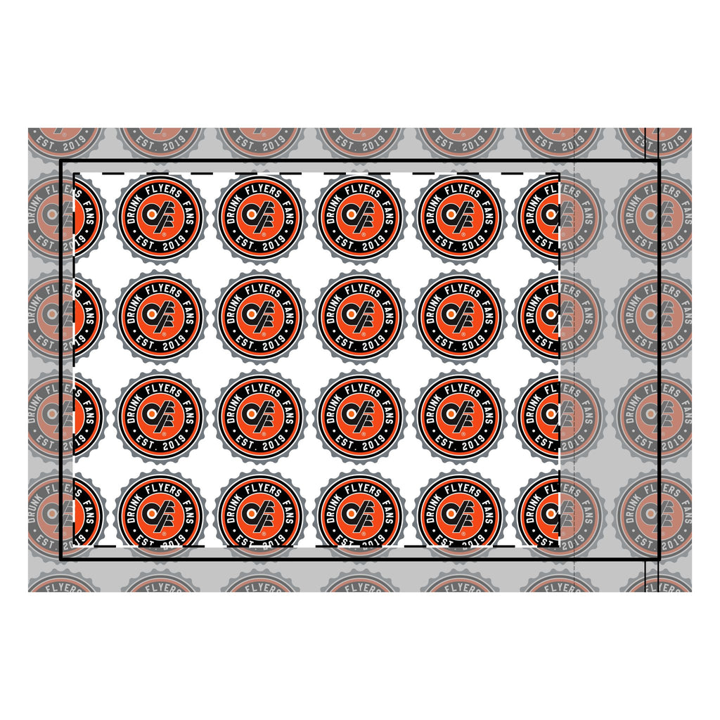 Double-Sided Flag — Repeating Orange & Black Logo Banner