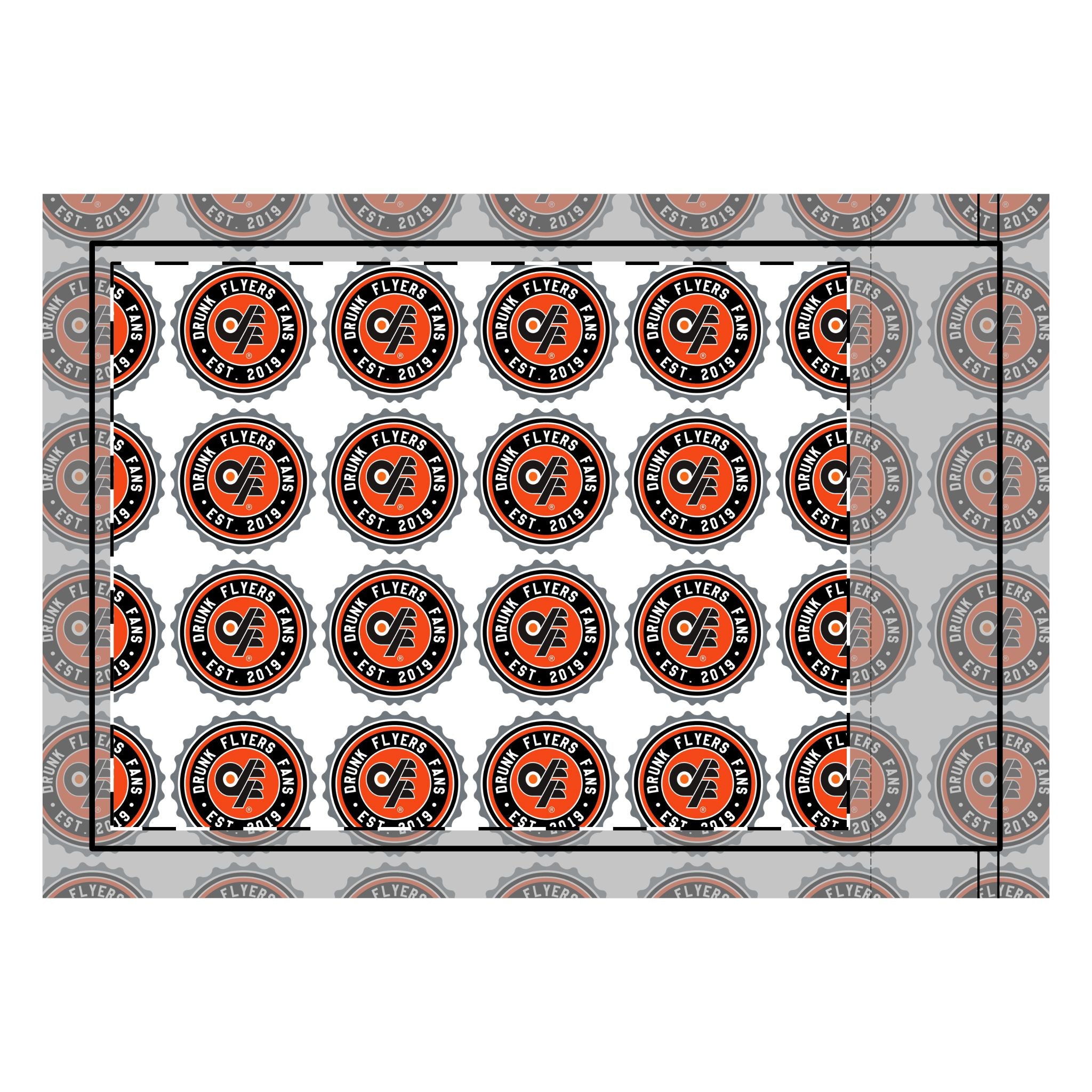 Double-Sided Flag — Repeating Orange & Black Logo Banner