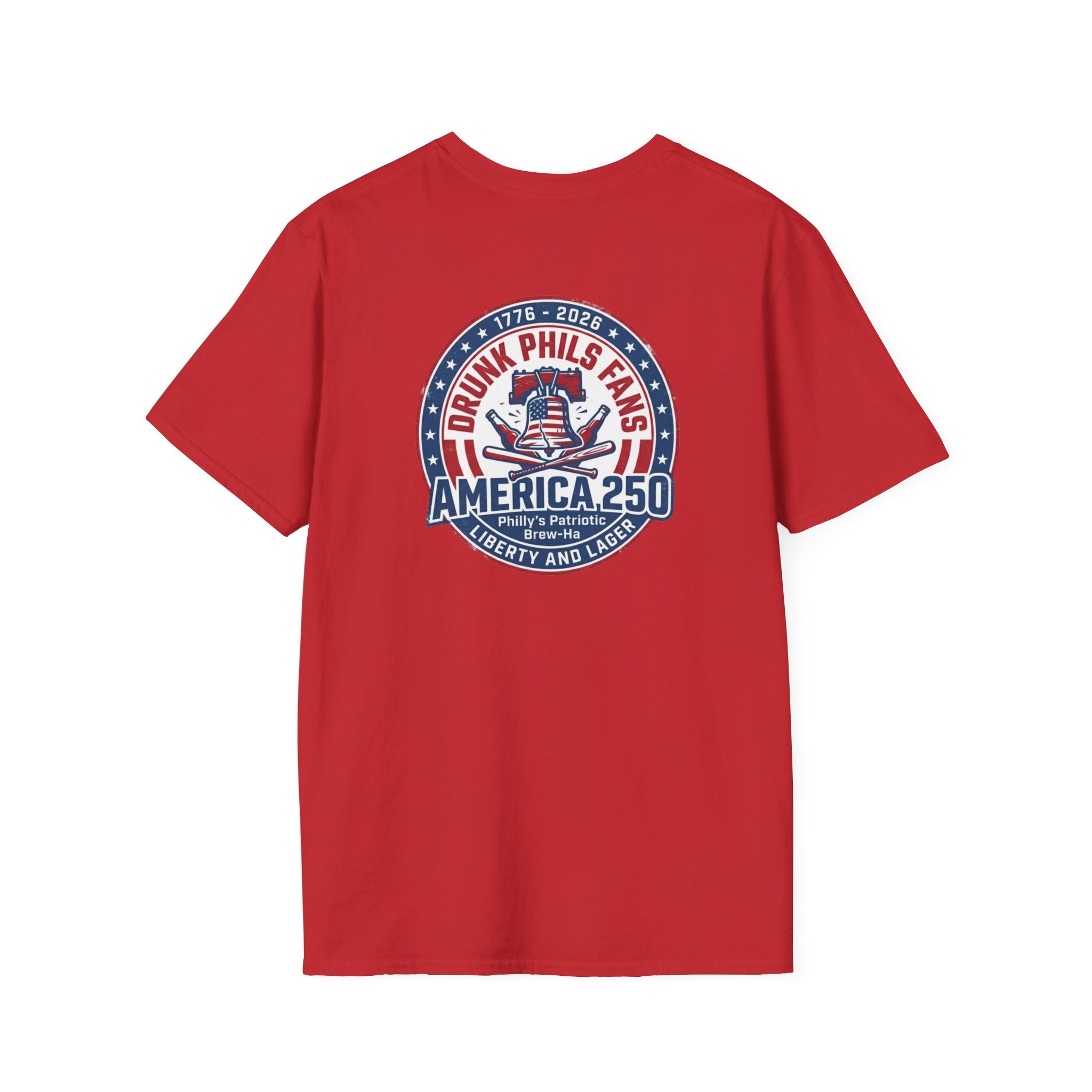 America 250th Celebration T-Shirt — Declaration Patch Front & Phillies Shield Back