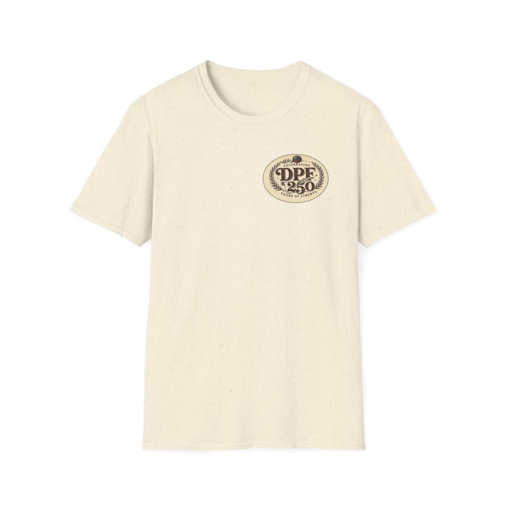 America 250th Celebration T-Shirt — Declaration Patch Front & Phillies Shield Back
