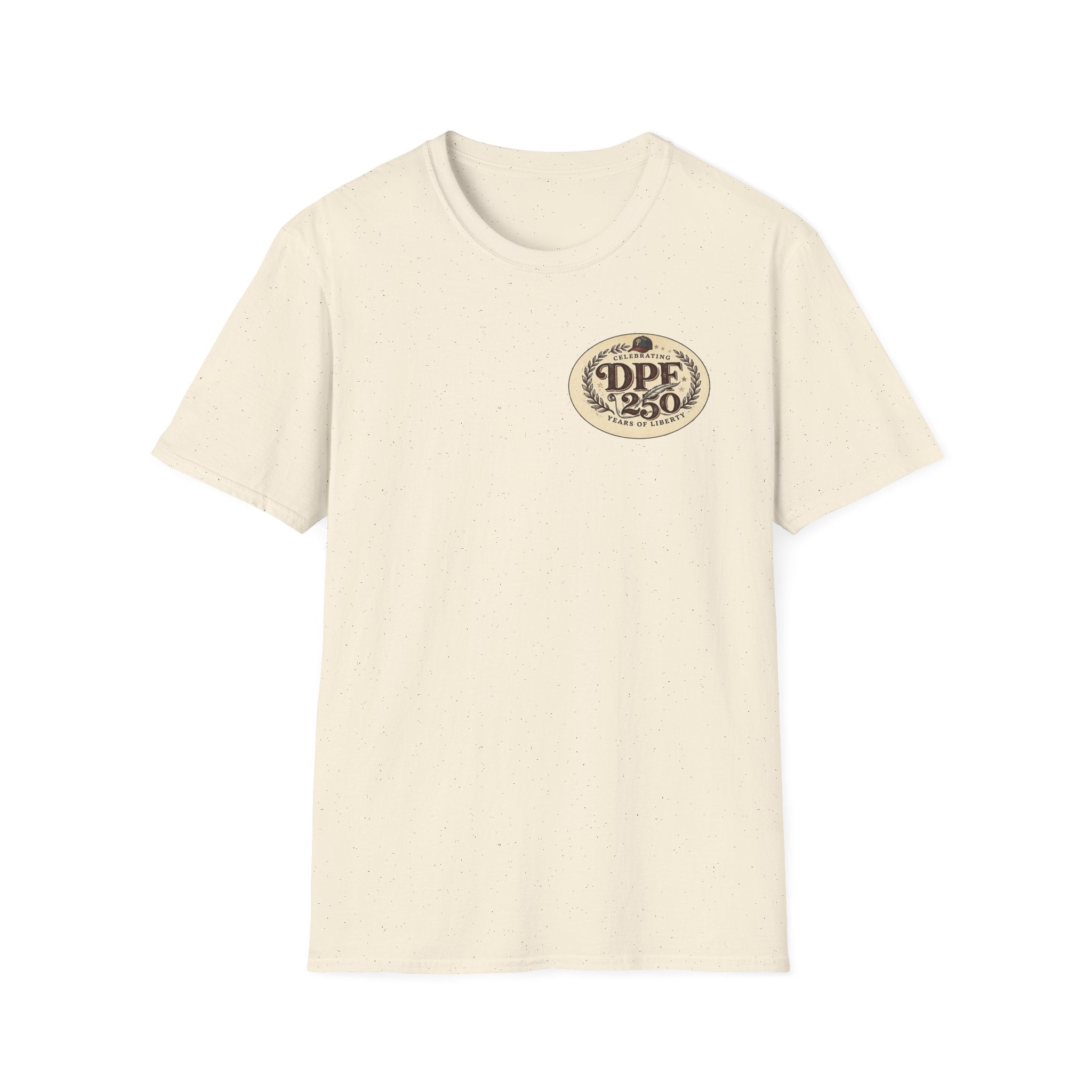 America 250th Celebration T-Shirt — Declaration Patch Front & Phillies Shield Back