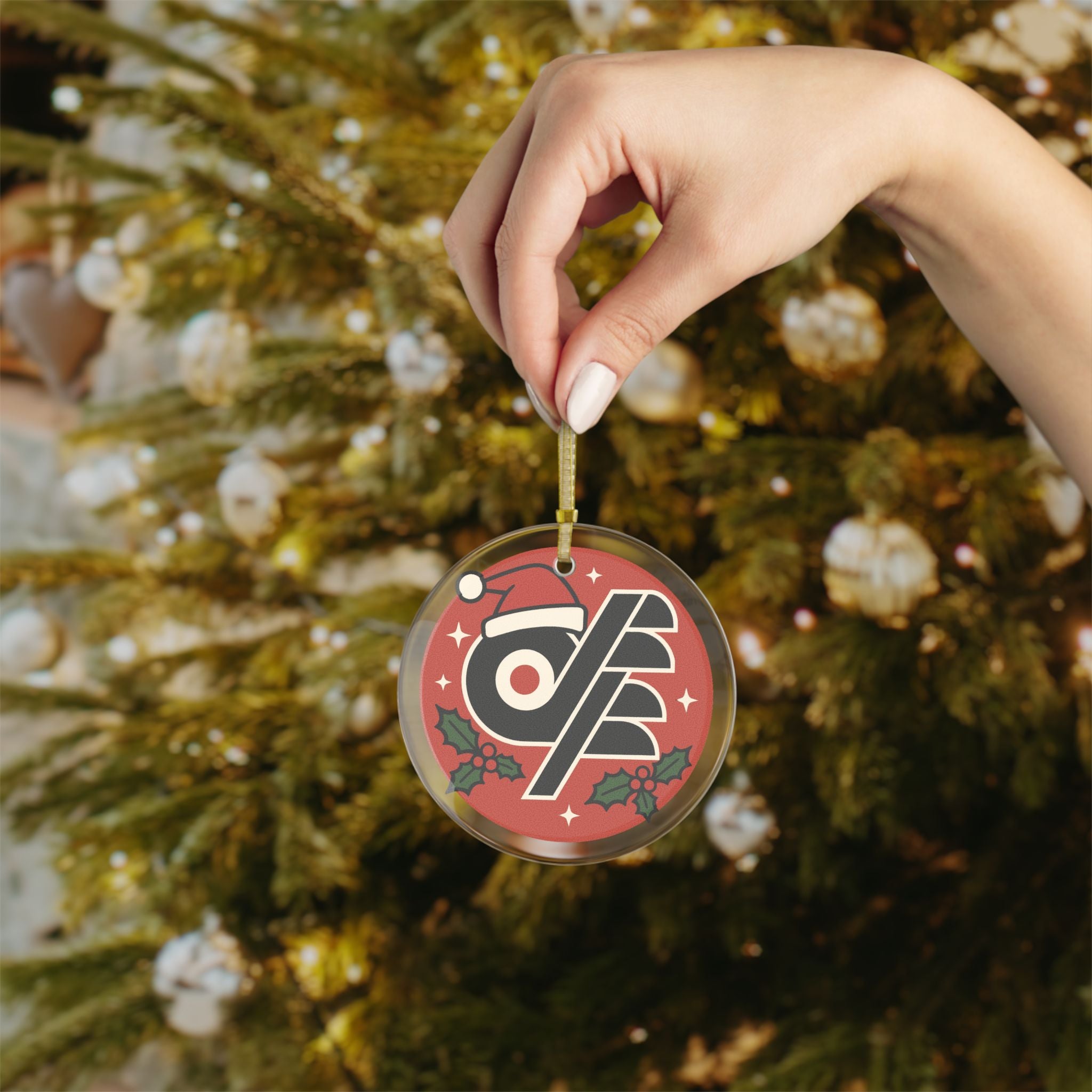 Glass Ornaments - Drunk Flyers Fans Festive Logo