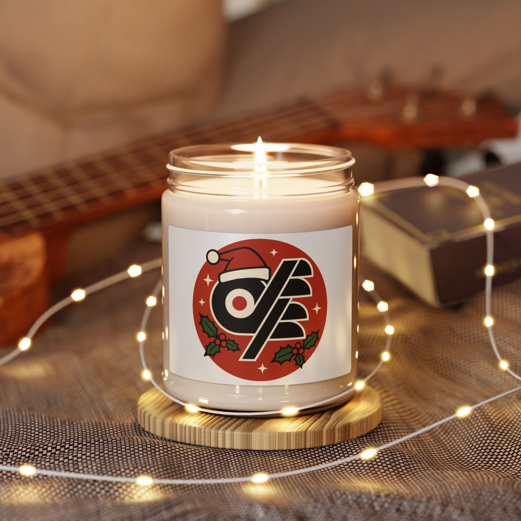 Holiday Vinyl-Style Soy Candle — 9oz DFF Christmas Logo Scented Jar