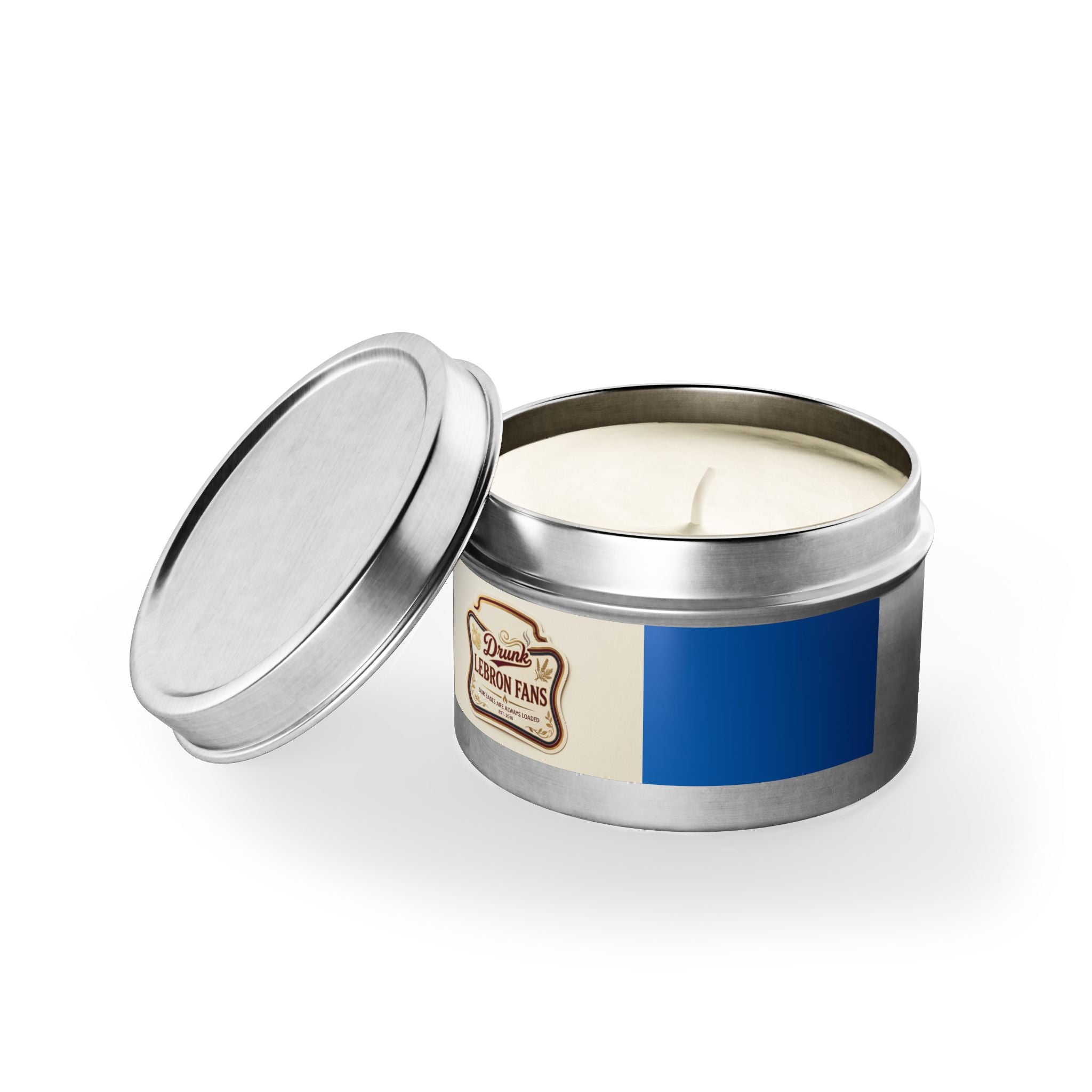 Drunk LeBron Fans Tin Candle — Novelty Sports Fan Candle (Blue Label)