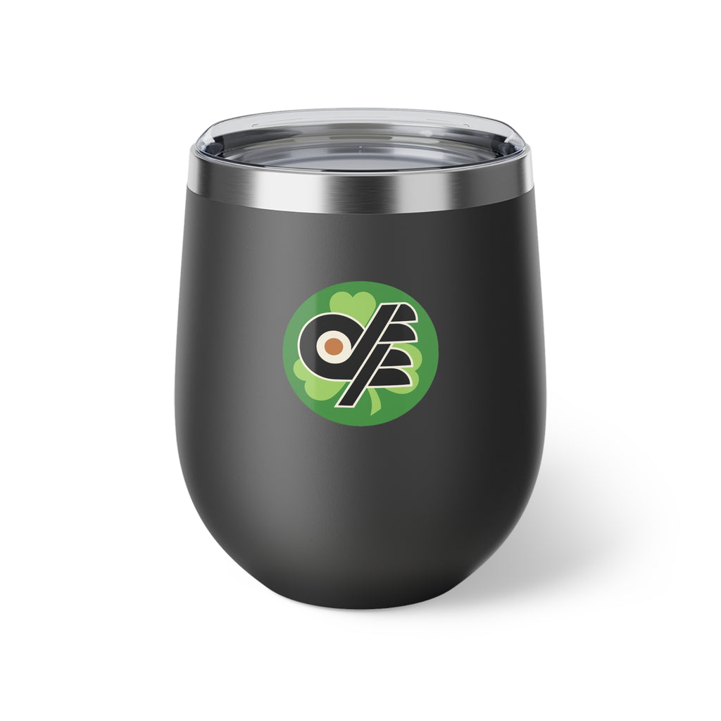 12oz Copper Vacuum Insulated Cup with Irish DFF Logo - Travel Wine Tumbler