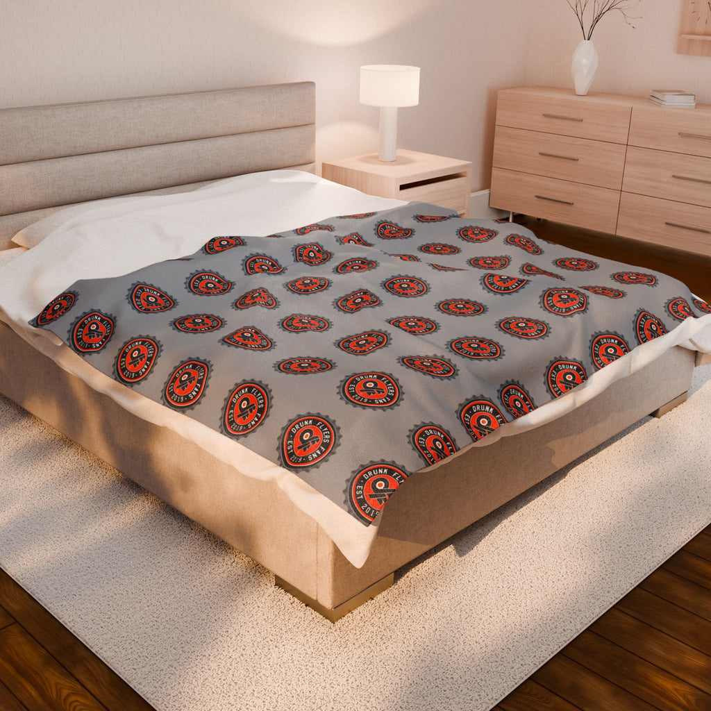 Velveteen Plush Blanket — Cozy DFF Bottle cap Logo Mandala