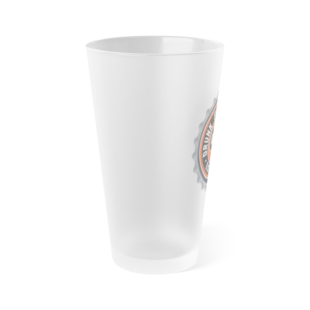 Frosted 16oz Pint Glass — Retro Hockey Logo Beer Cup