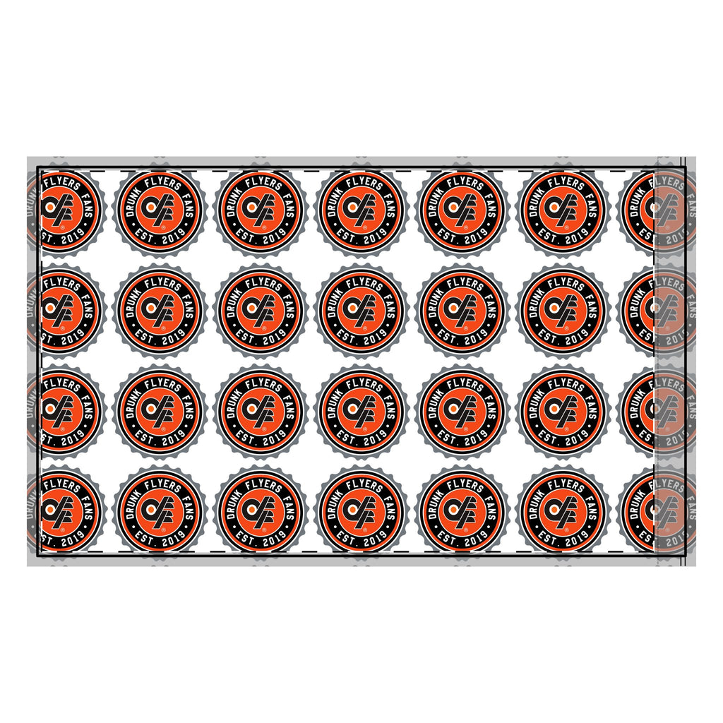 Double-Sided Flag — Repeating Orange & Black Logo Banner
