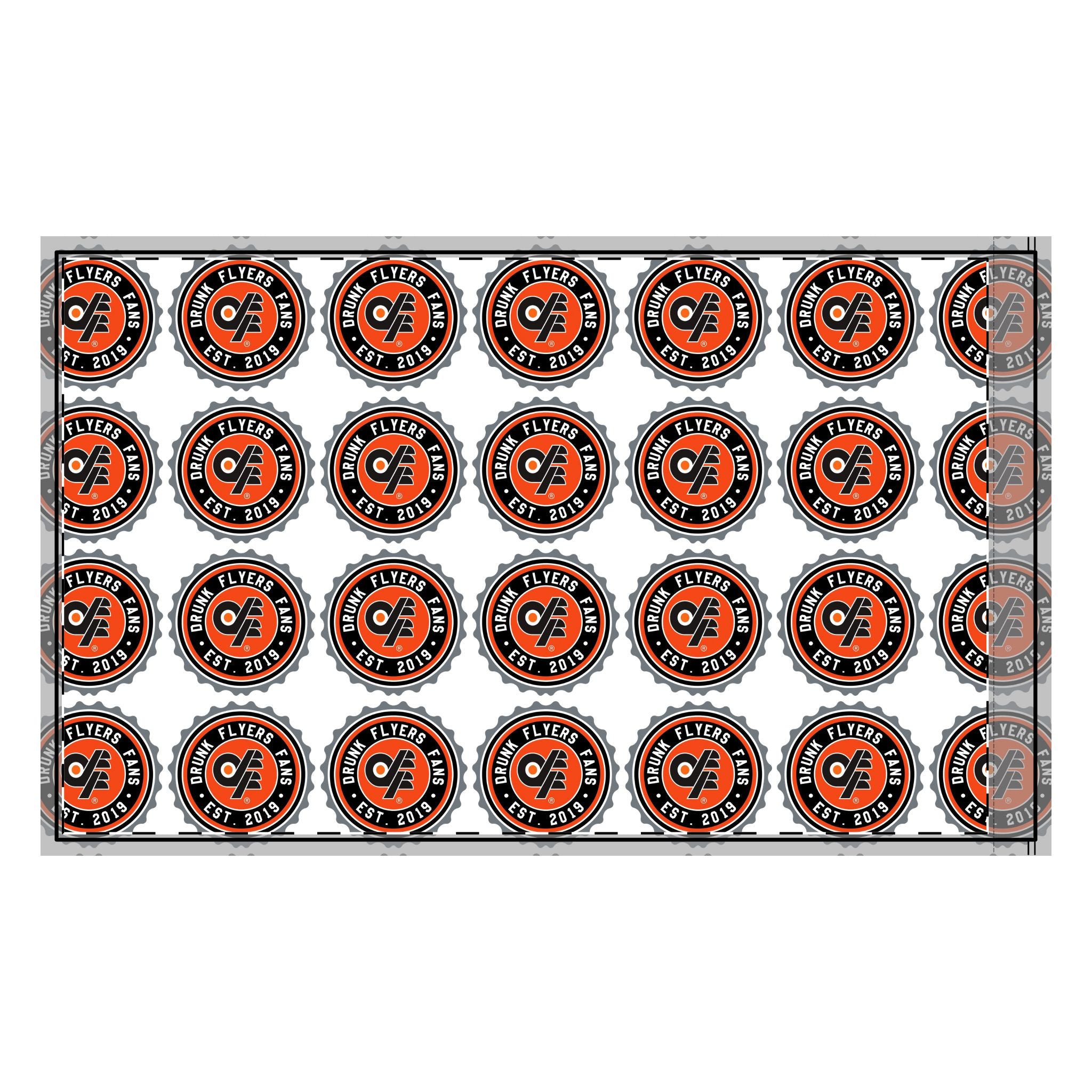 Double-Sided Flag — Repeating Orange & Black Logo Banner