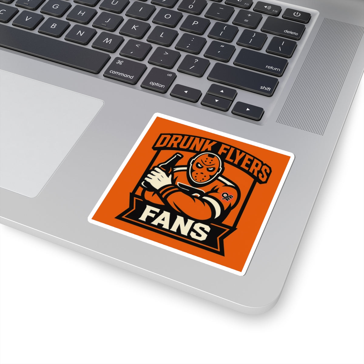 Drunk Flyers Fans Sticker — Hockey Mask Mascot Kiss-Cut Decal for Laptops & Sports Gear