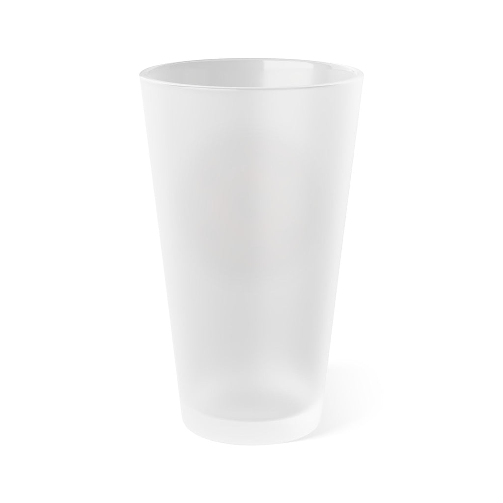 Frosted 16oz Pint Glass — Retro Hockey Logo Beer Cup