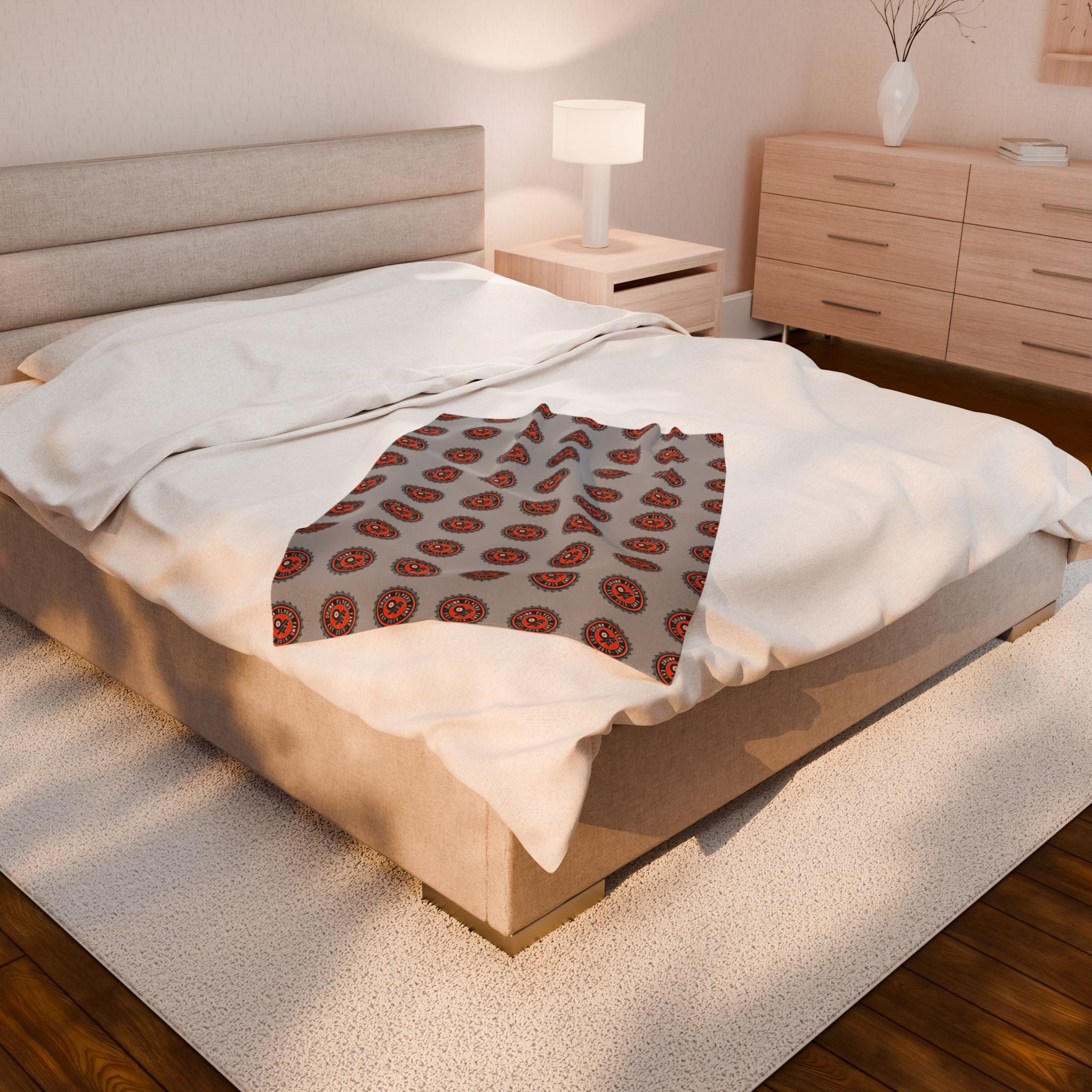 Velveteen Plush Blanket — Cozy DFF Bottle cap Logo Mandala