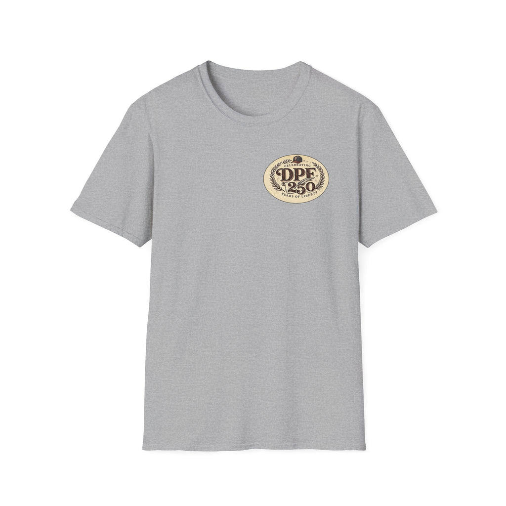 America 250th Celebration T-Shirt — Declaration Patch Front & Phillies Shield Back