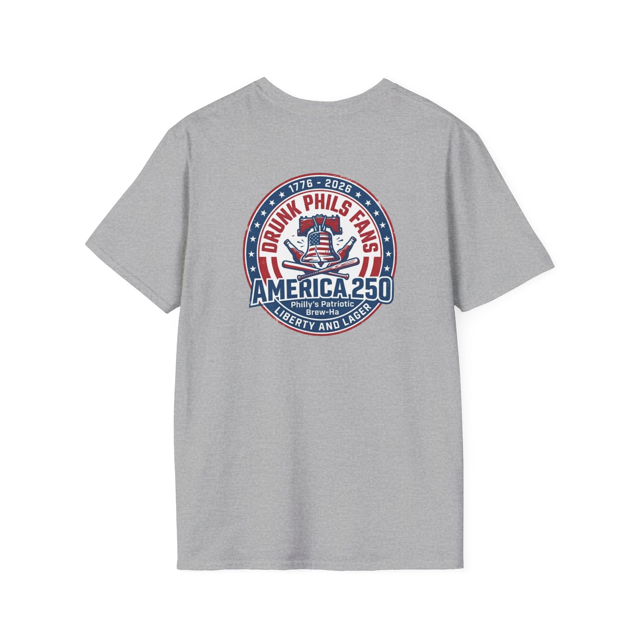 America 250th Celebration T-Shirt — Declaration Patch Front & Phillies Shield Back