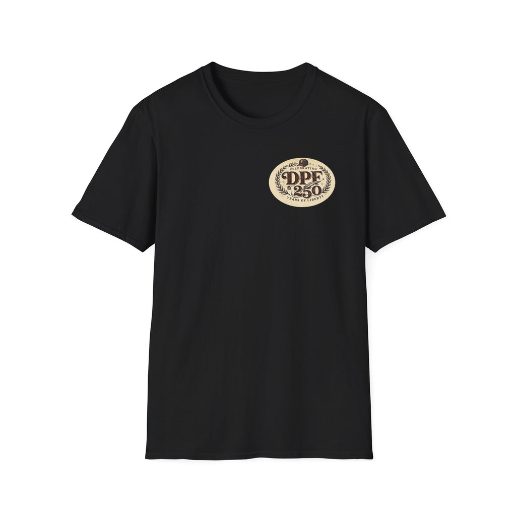 America 250th Celebration T-Shirt — Declaration Patch Front & Phillies Shield Back