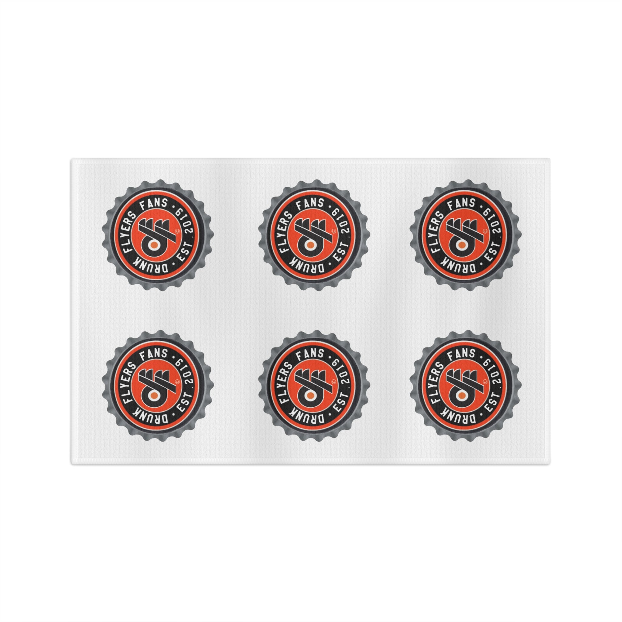 Retro DFF Bottle Cap Pattern Microfiber Tea Towel — 'Flyers Fans' Logo Design