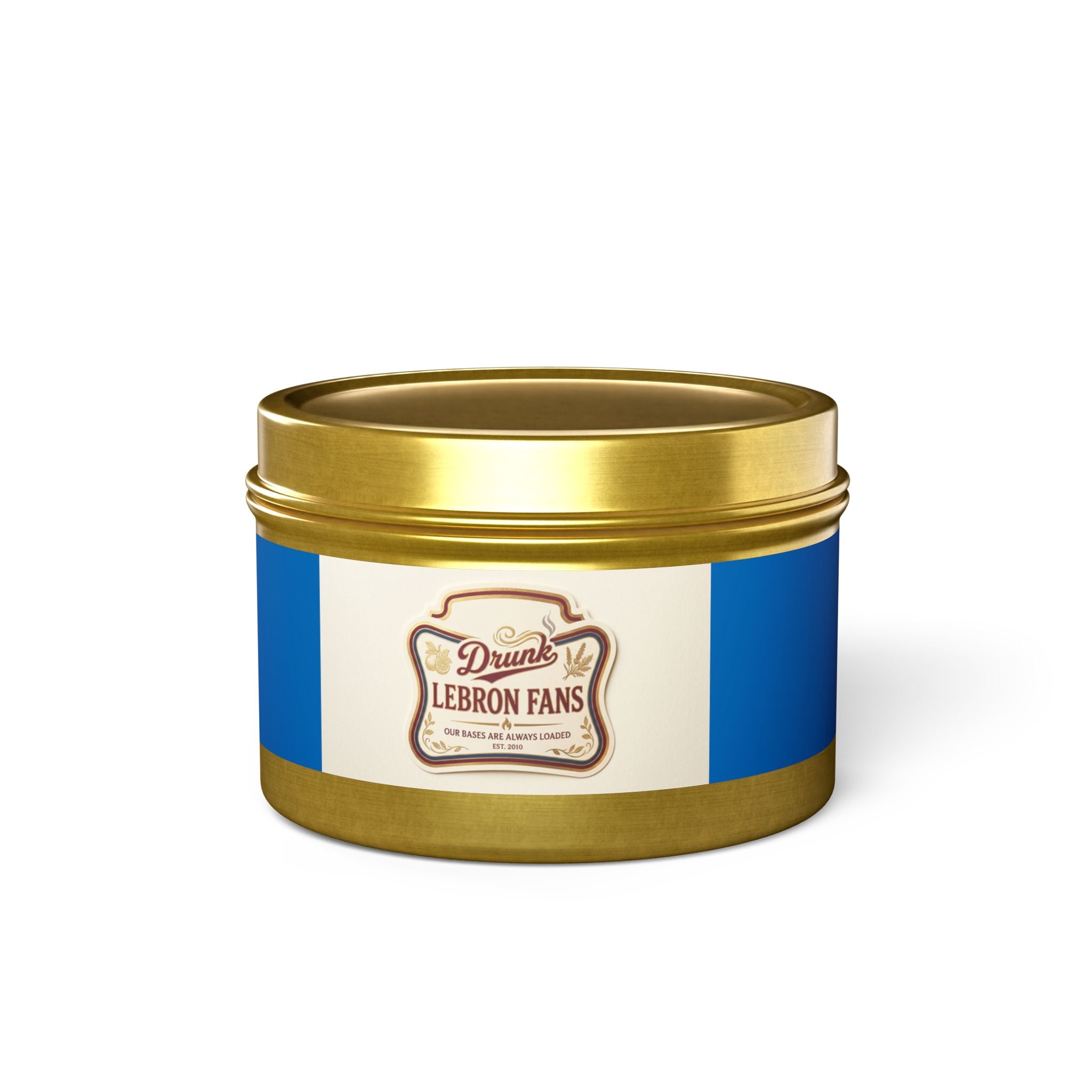 Drunk LeBron Fans Tin Candle — Novelty Sports Fan Candle (Blue Label)