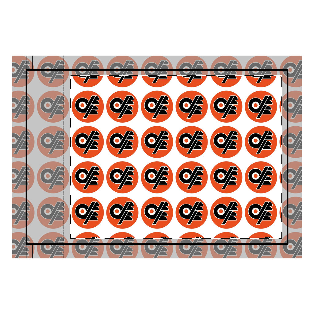 Double-Sided Flag — Repeating Orange & Black Logo Banner