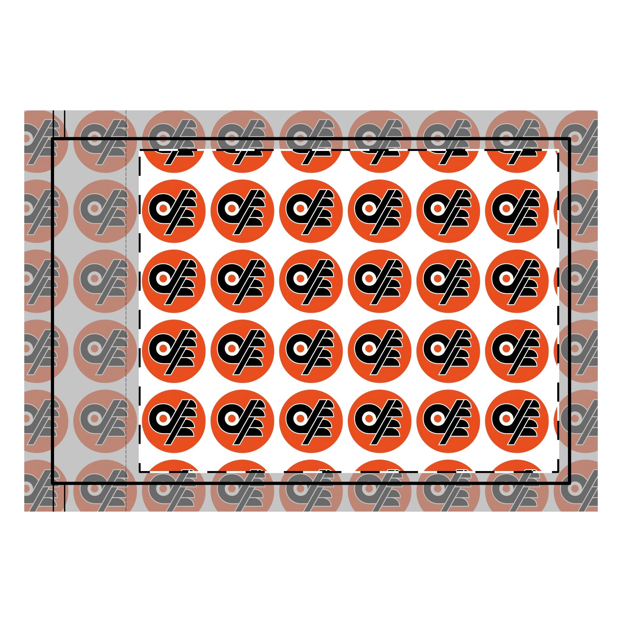 Double-Sided Flag — Repeating Orange & Black Logo Banner