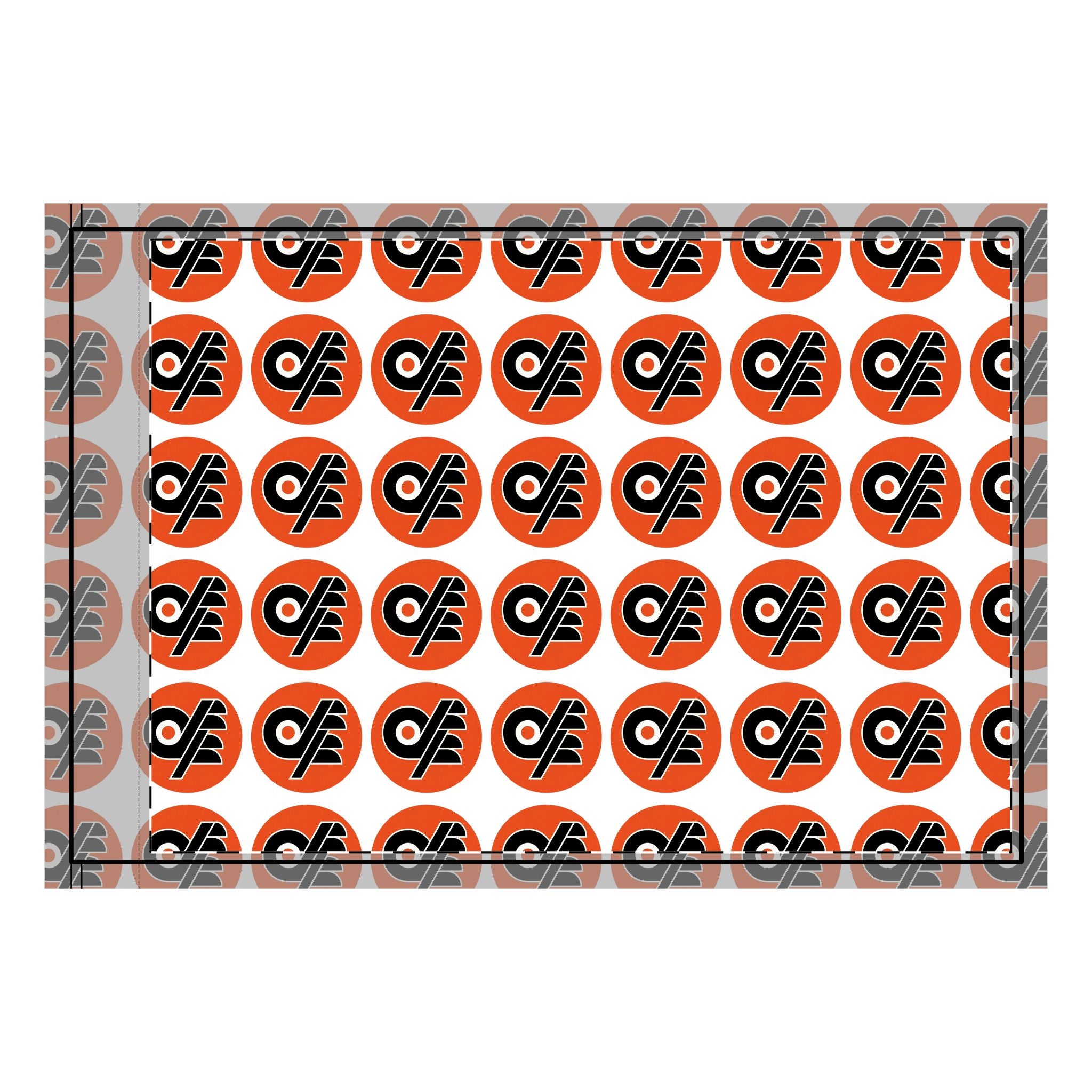 Double-Sided Flag — Repeating Orange & Black Logo Banner