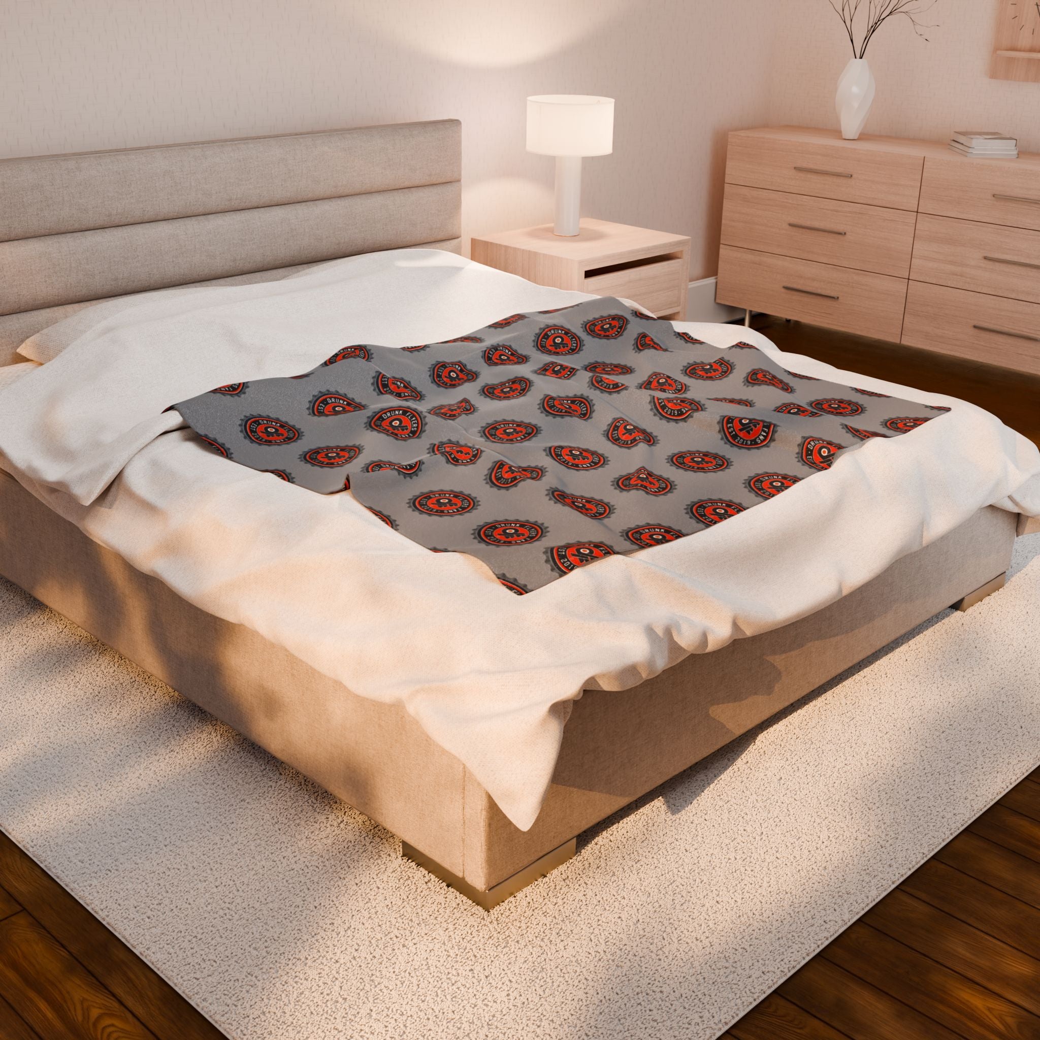 Velveteen Plush Blanket — Cozy DFF Bottle cap Logo Mandala