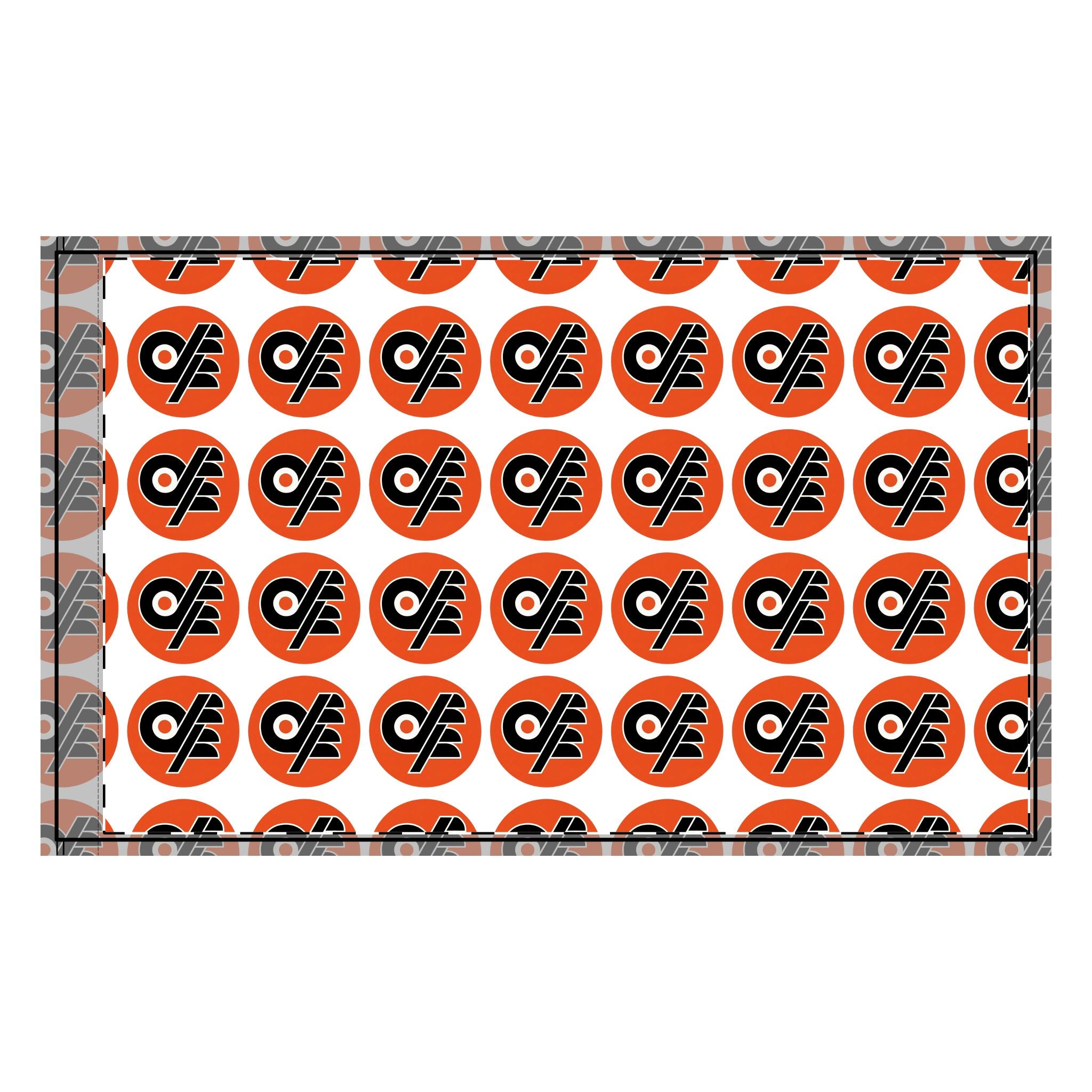 Double-Sided Flag — Repeating Orange & Black Logo Banner