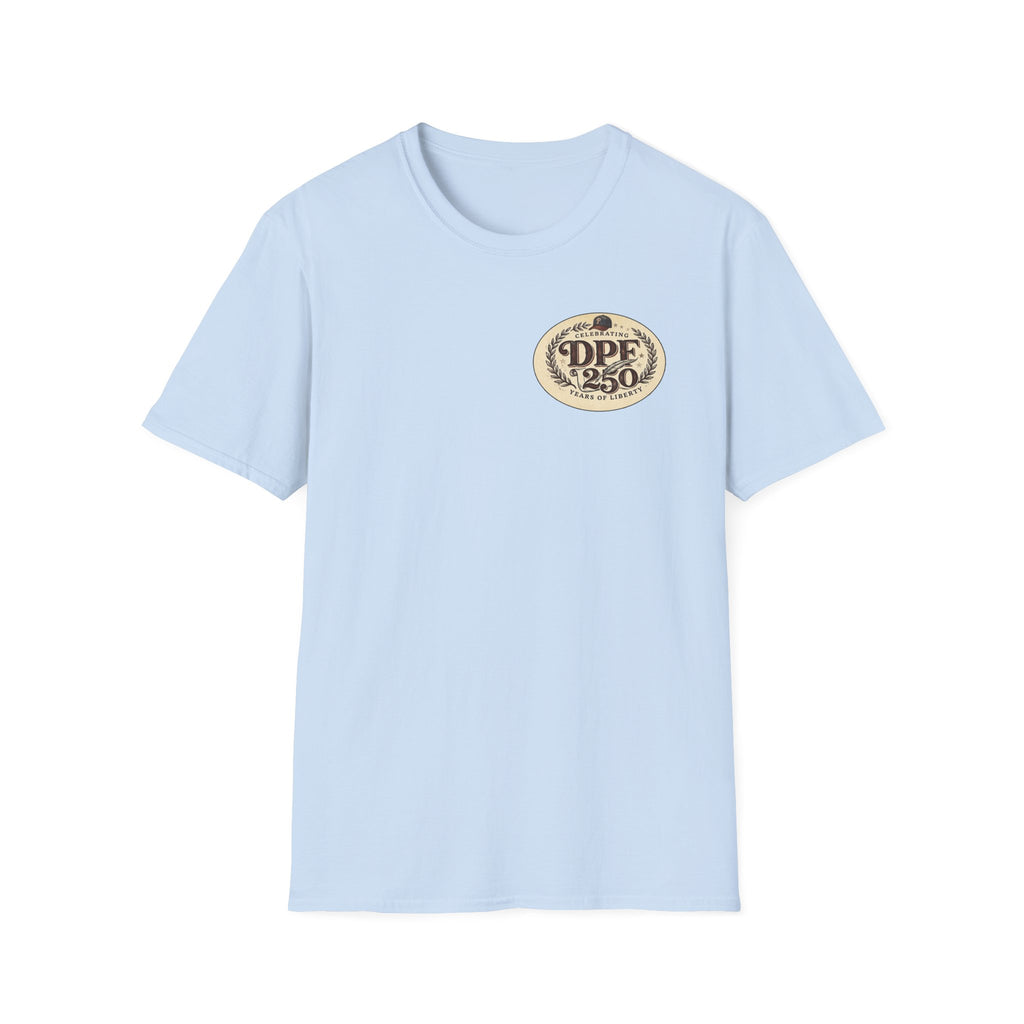 America 250th Celebration T-Shirt — Declaration Patch Front & Phillies Shield Back