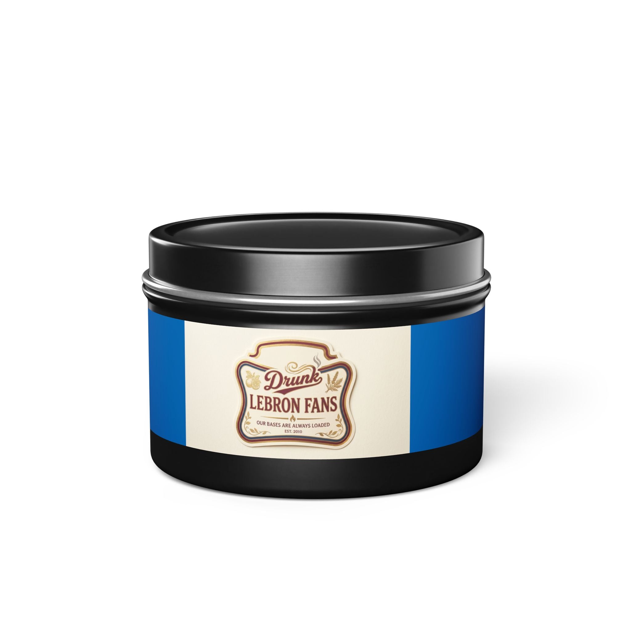Drunk LeBron Fans Tin Candle — Novelty Sports Fan Candle (Blue Label)