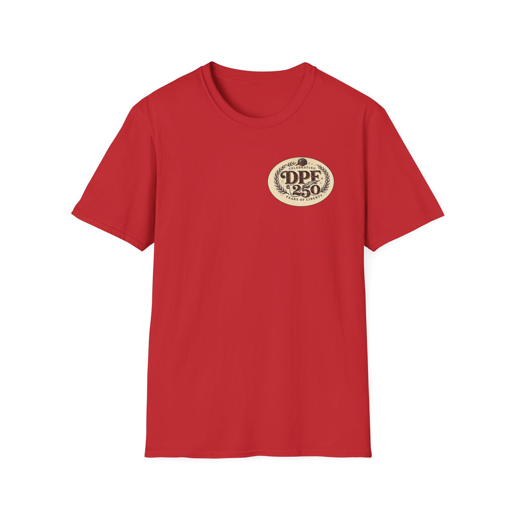 America 250th Celebration T-Shirt — Declaration Patch Front & Phillies Shield Back
