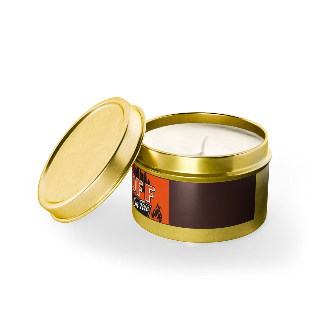 DFF On Fire Tin Candle — Coffee Scent, Novelty Gift Candle