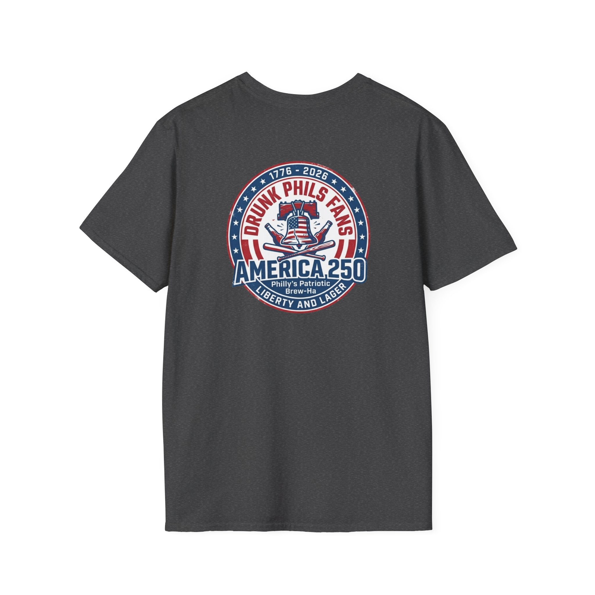 America 250th Celebration T-Shirt — Declaration Patch Front & Phillies Shield Back