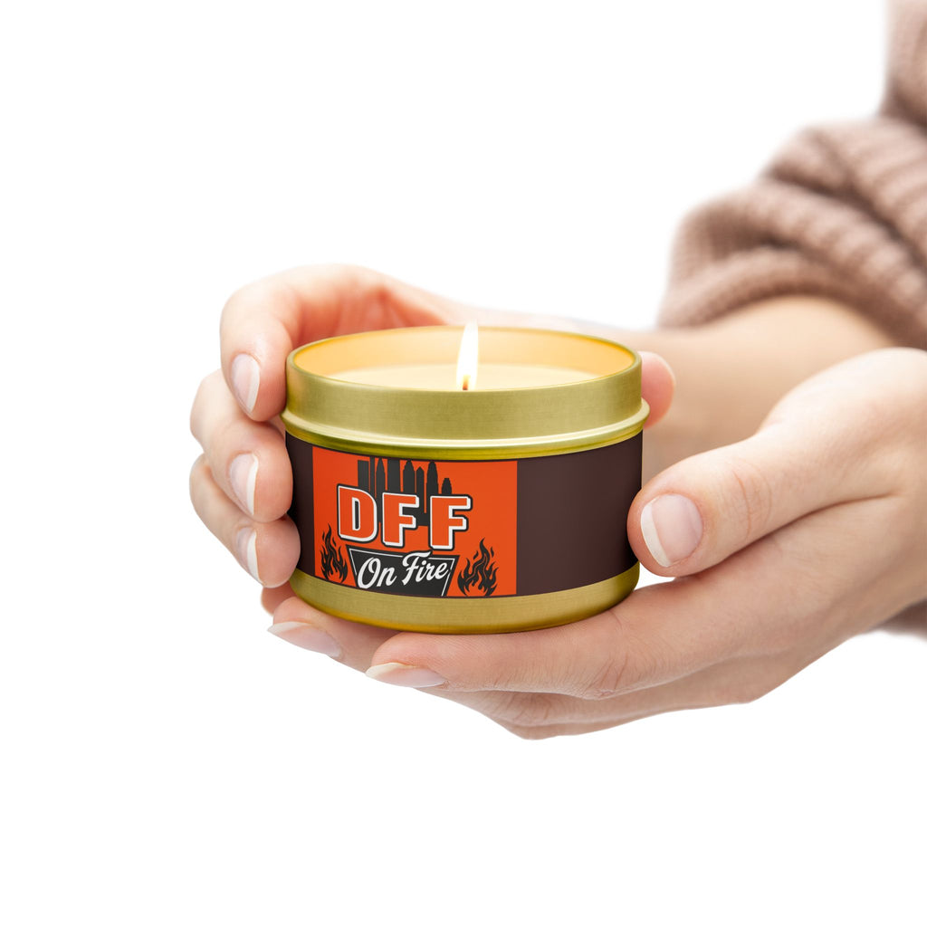 DFF On Fire Tin Candle — Coffee Scent, Novelty Gift Candle