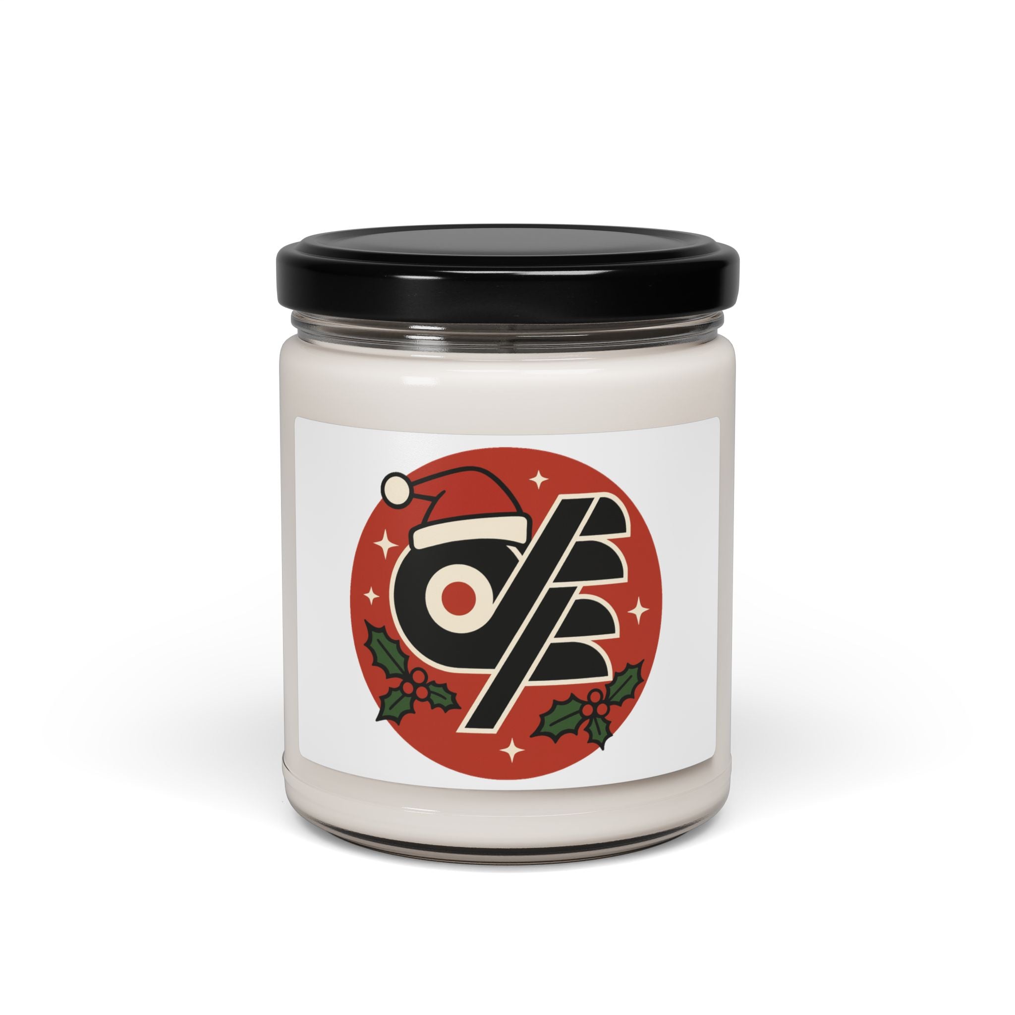 Holiday Vinyl-Style Soy Candle — 9oz DFF Christmas Logo Scented Jar