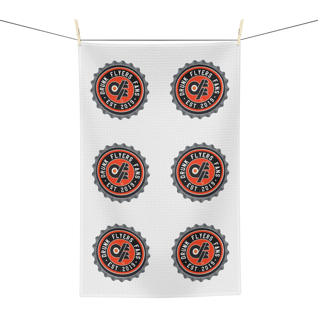 Retro DFF Bottle Cap Pattern Microfiber Tea Towel — 'Flyers Fans' Logo Design