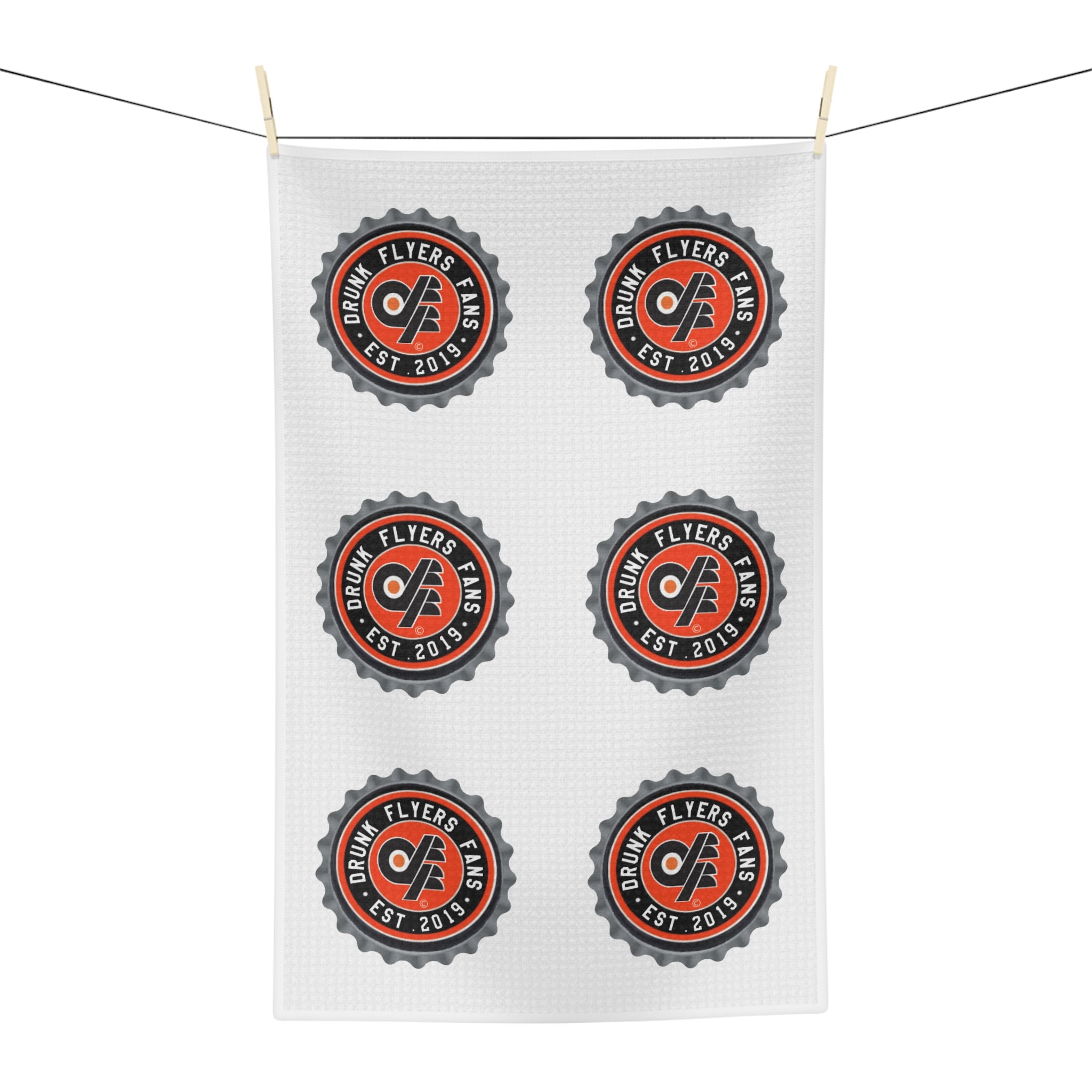 Retro DFF Bottle Cap Pattern Microfiber Tea Towel — 'Flyers Fans' Logo Design