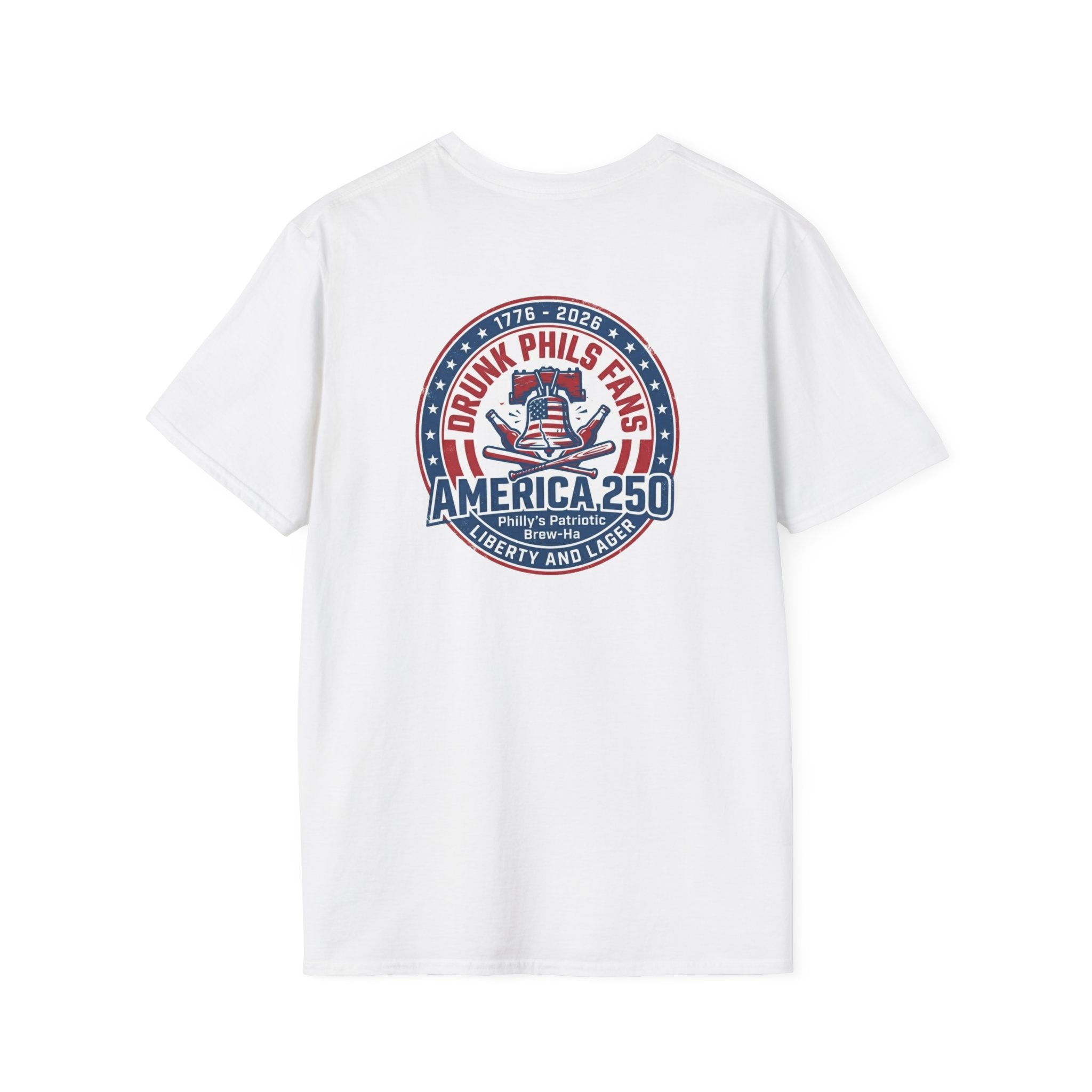 America 250th Celebration T-Shirt — Declaration Patch Front & Phillies Shield Back
