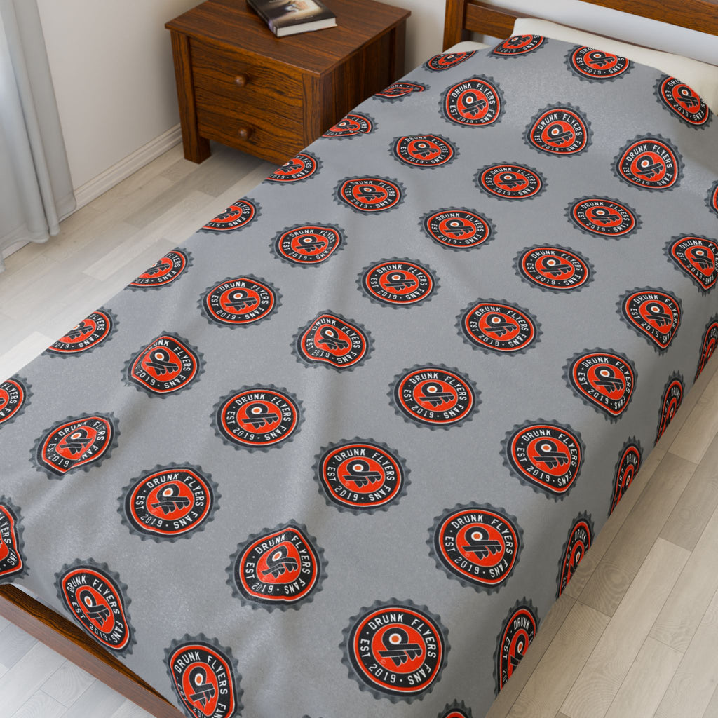 Velveteen Plush Blanket — Cozy DFF Bottle cap Logo Mandala